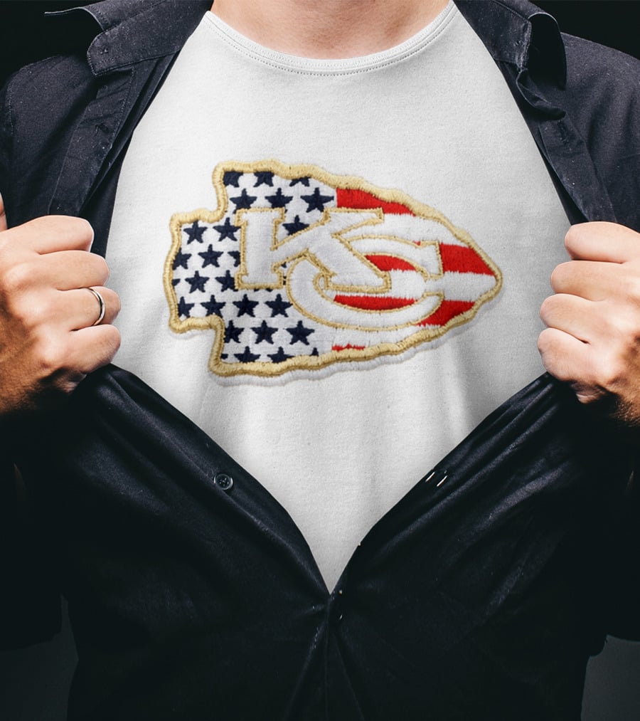 USA 250 Chiefs Stars And Stripes KC Patch T-Shirt