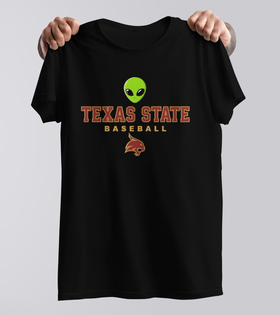 Texas State Baseball Alien Bobcat T-Shirt