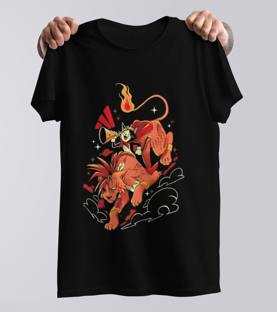 Cait Sith Red XIII Fantasy Adventure Duo Red Rider T-Shirt