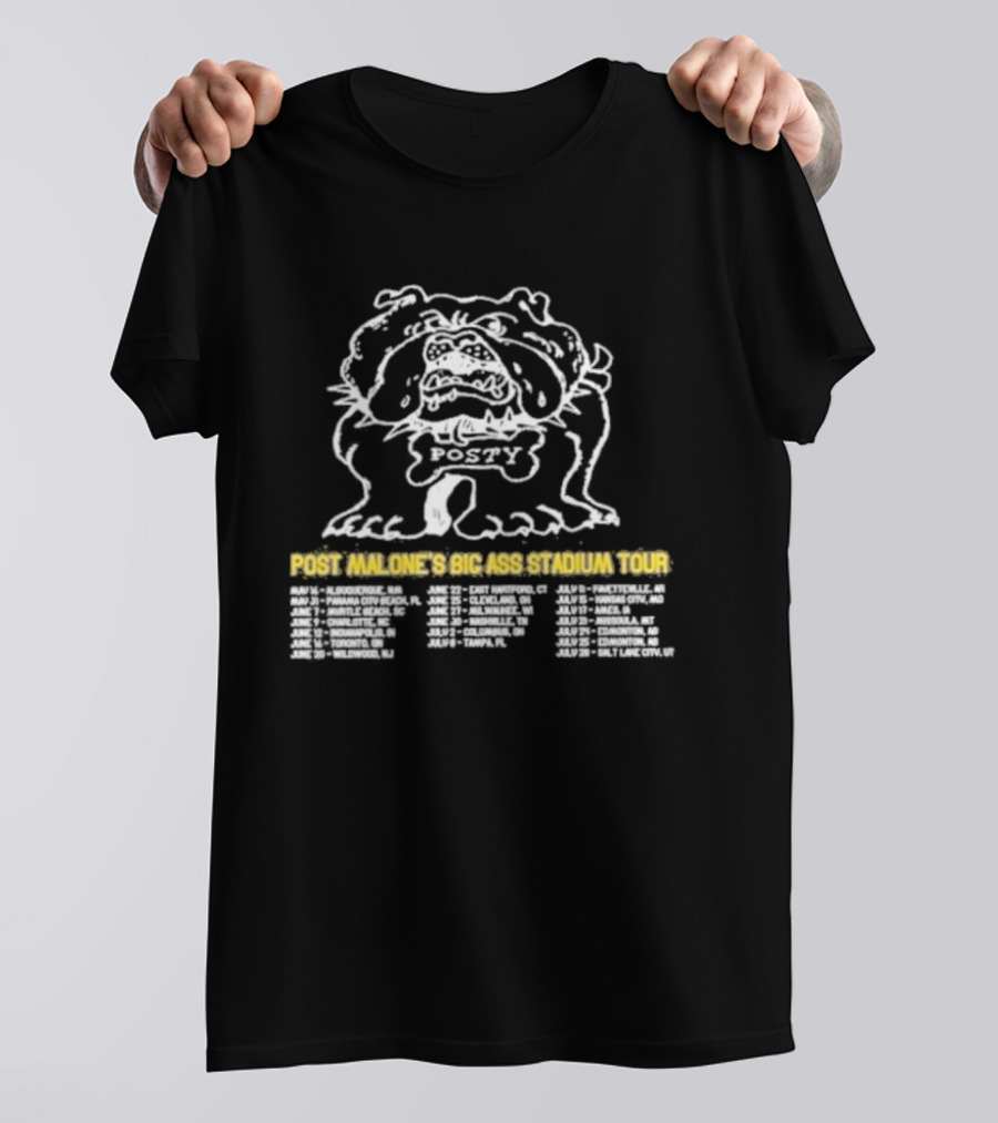 Post Malone's Big Ass Stadium Tour Posty Bulldog T-Shirt