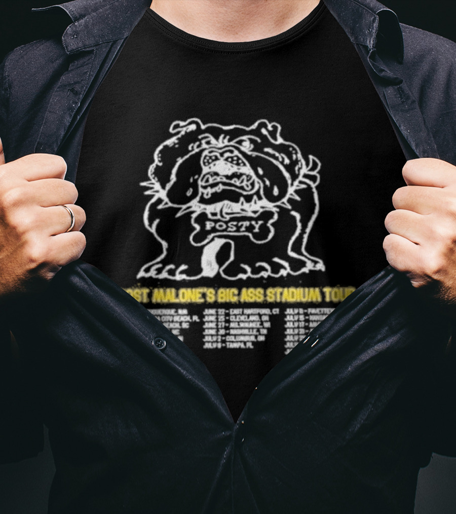Post Malone's Big Ass Stadium Tour Posty Bulldog T-Shirt