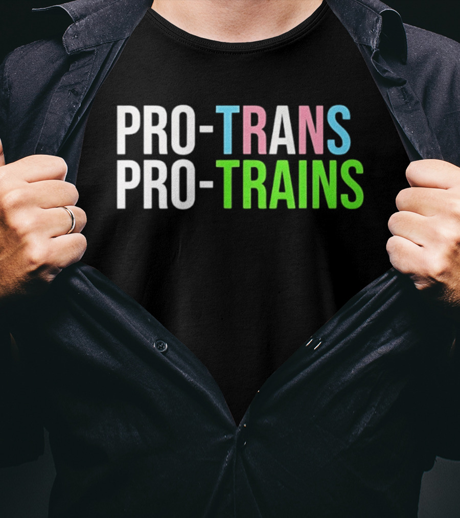 PRO TRANS PRO TRAINS Transgender Ally Public Transport Message T-Shirt