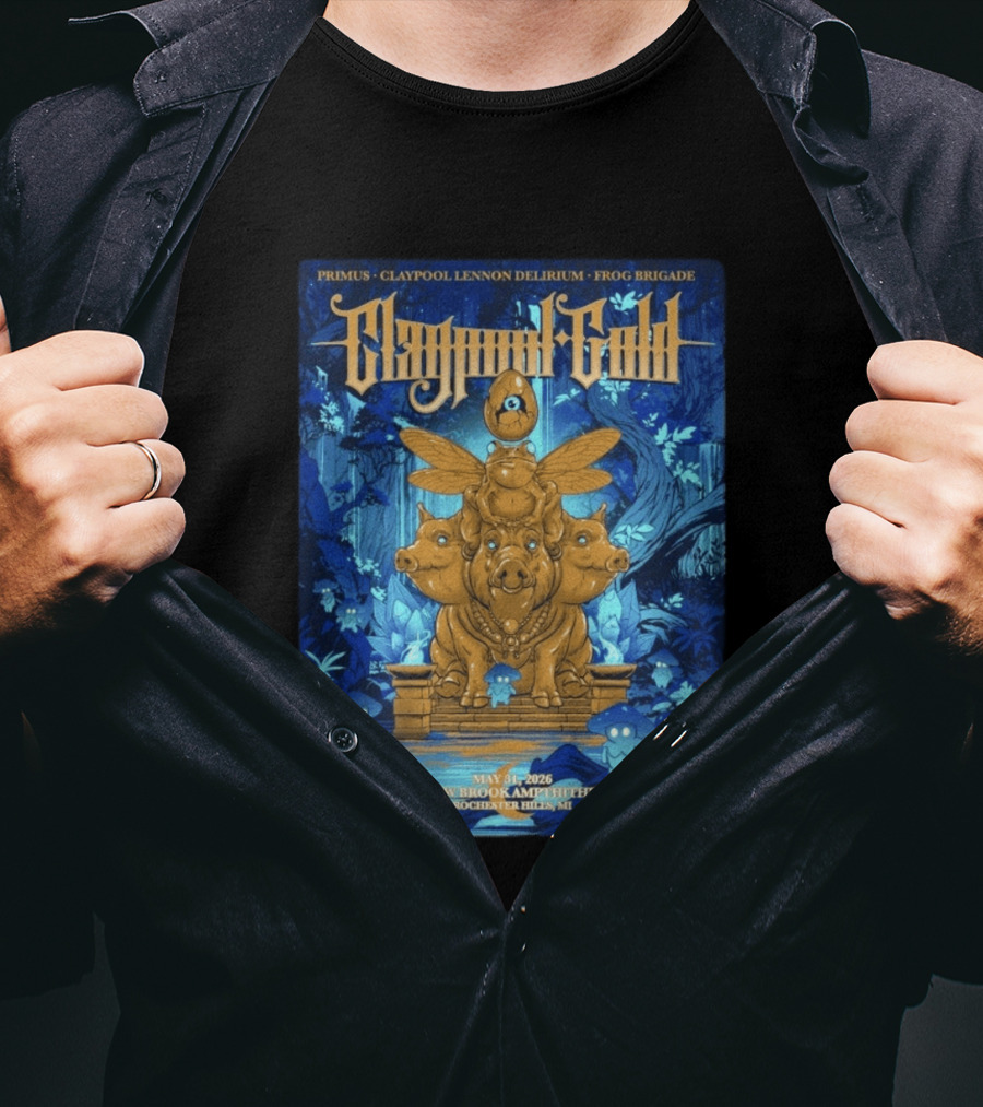 Claypool Gold Primus Frog Brigade May 31 2026 Meadow Brook Amphitheatre Rochester Hills MI T-Shirt