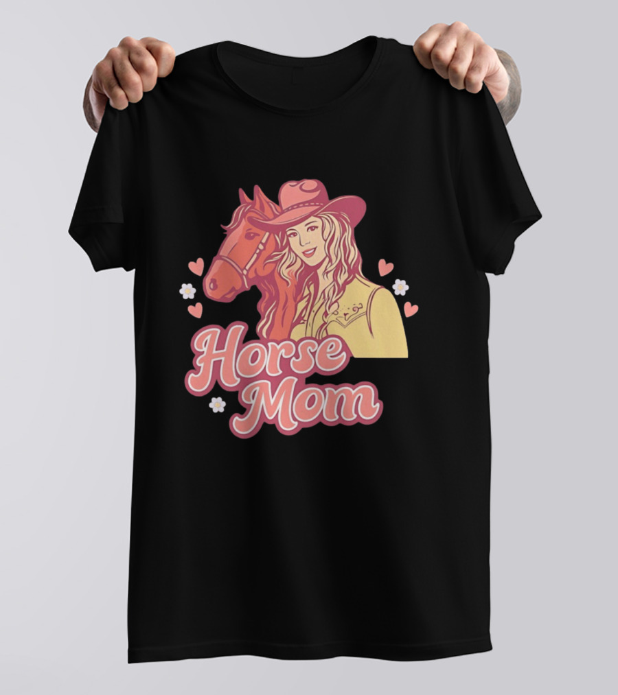 Cowgirl Horse Mom With Mustang And Hearts T-Shirt