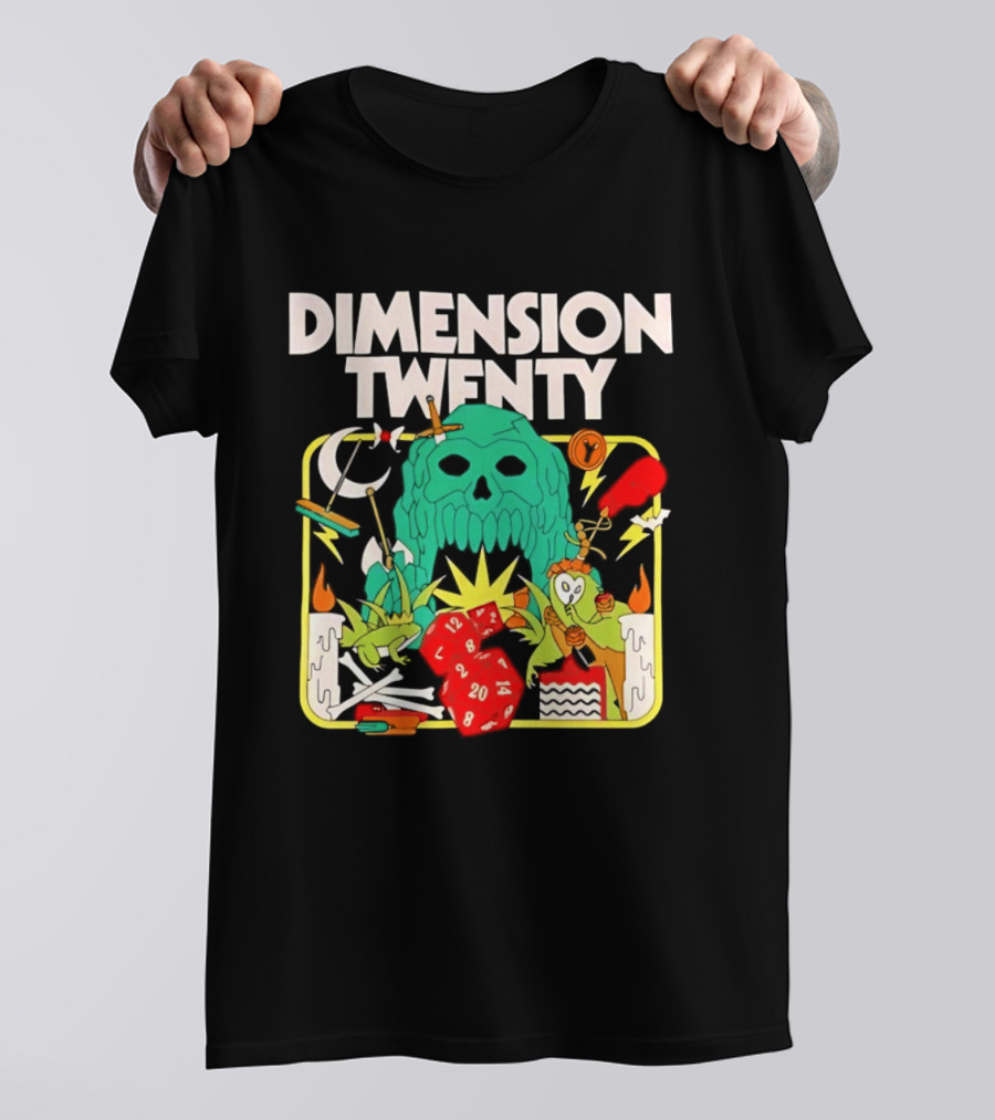 Dimension Twenty RPG Dice Skull Adventure T-Shirt