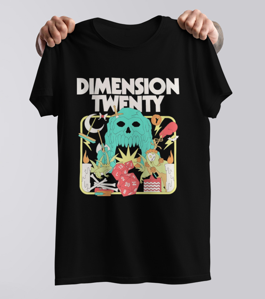 Dimension Twenty Skull Dice Fantasy Adventure T-Shirt