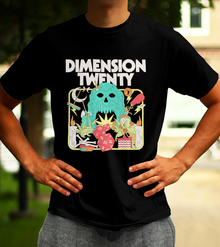 Dimension Twenty Skull Dice Fantasy Adventure T-Shirt