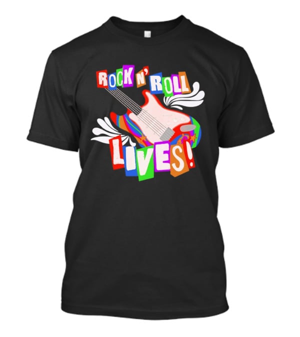 Rock N' Roll Lives Colorful Electric Guitar T-Shirt