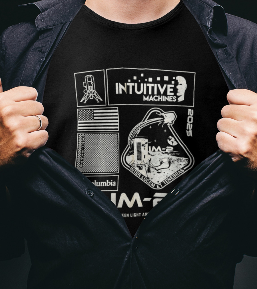 Intuitive Machines IM 2 Mission Lunar Lander Space Exploration 2025 Lunar Light And Darkness T-Shirt