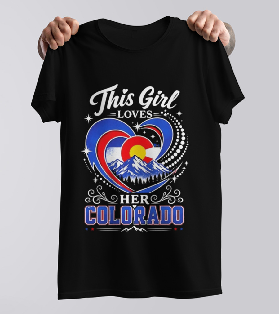This Girl Loves Her Colorado With Heart And Mountain Scene T-Shirt