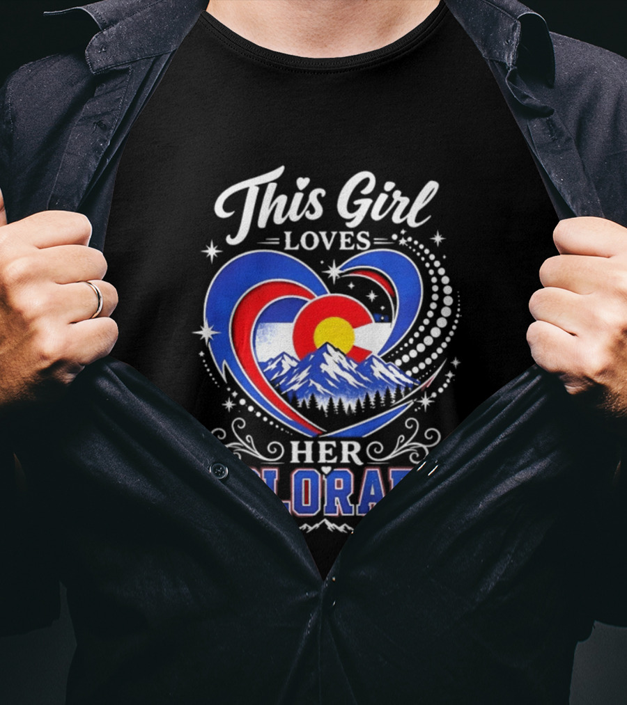 This Girl Loves Her Colorado With Heart And Mountain Scene T-Shirt
