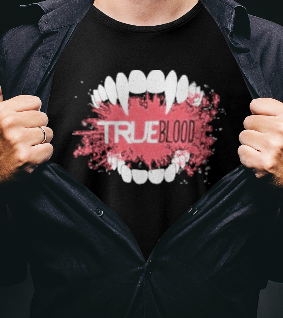 True Blood Vampire Fangs Bite Splatter T-Shirt