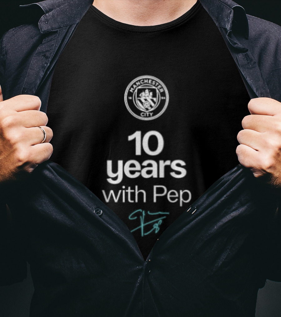 10 Years With Pep Manchester City Celebration T-Shirt