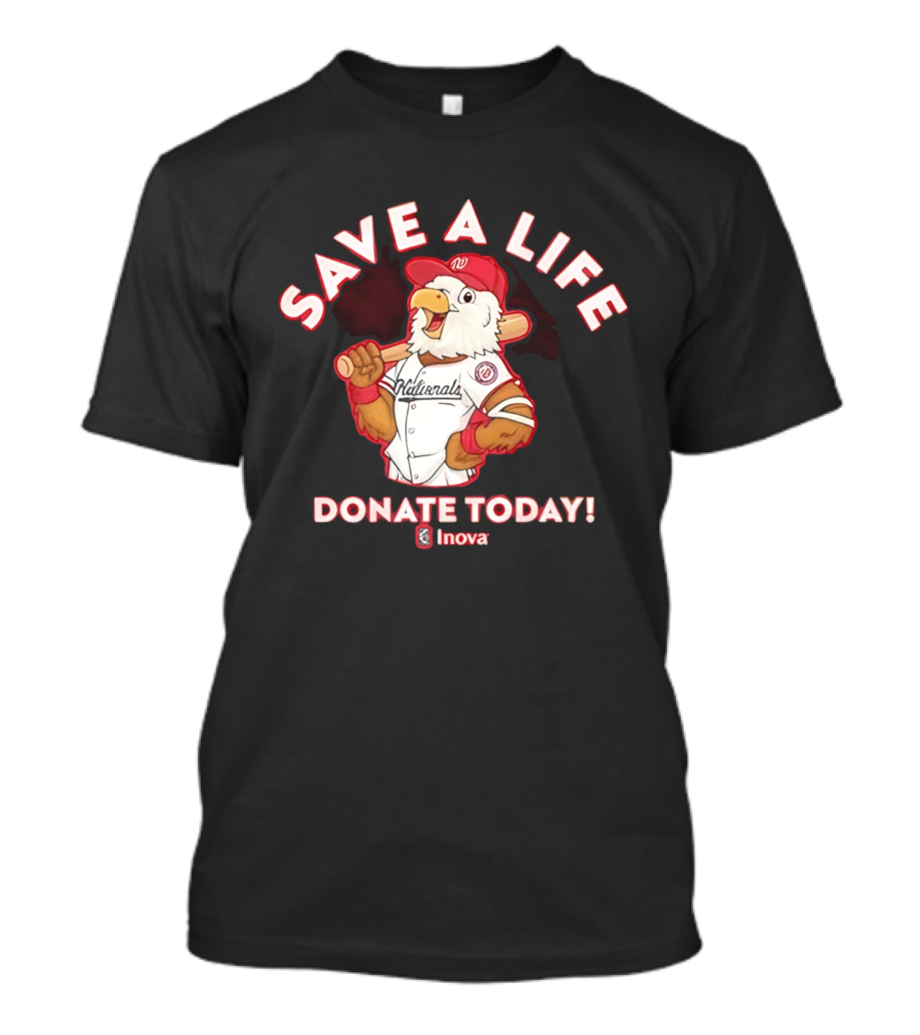 Nationals Mascot Blood Donation Save A Life Inova Drive 2026 T-Shirt