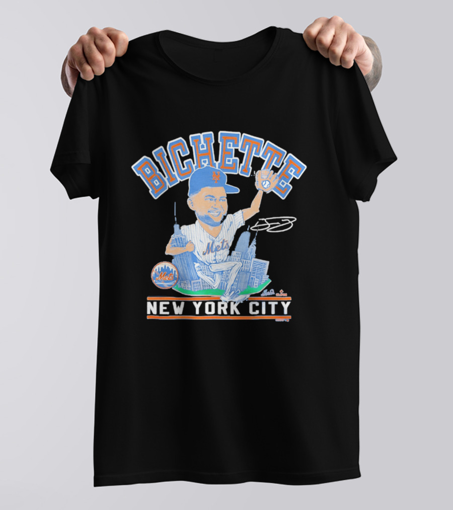New York Mets Bichette Caricature New York City Tri Blend T-Shirt
