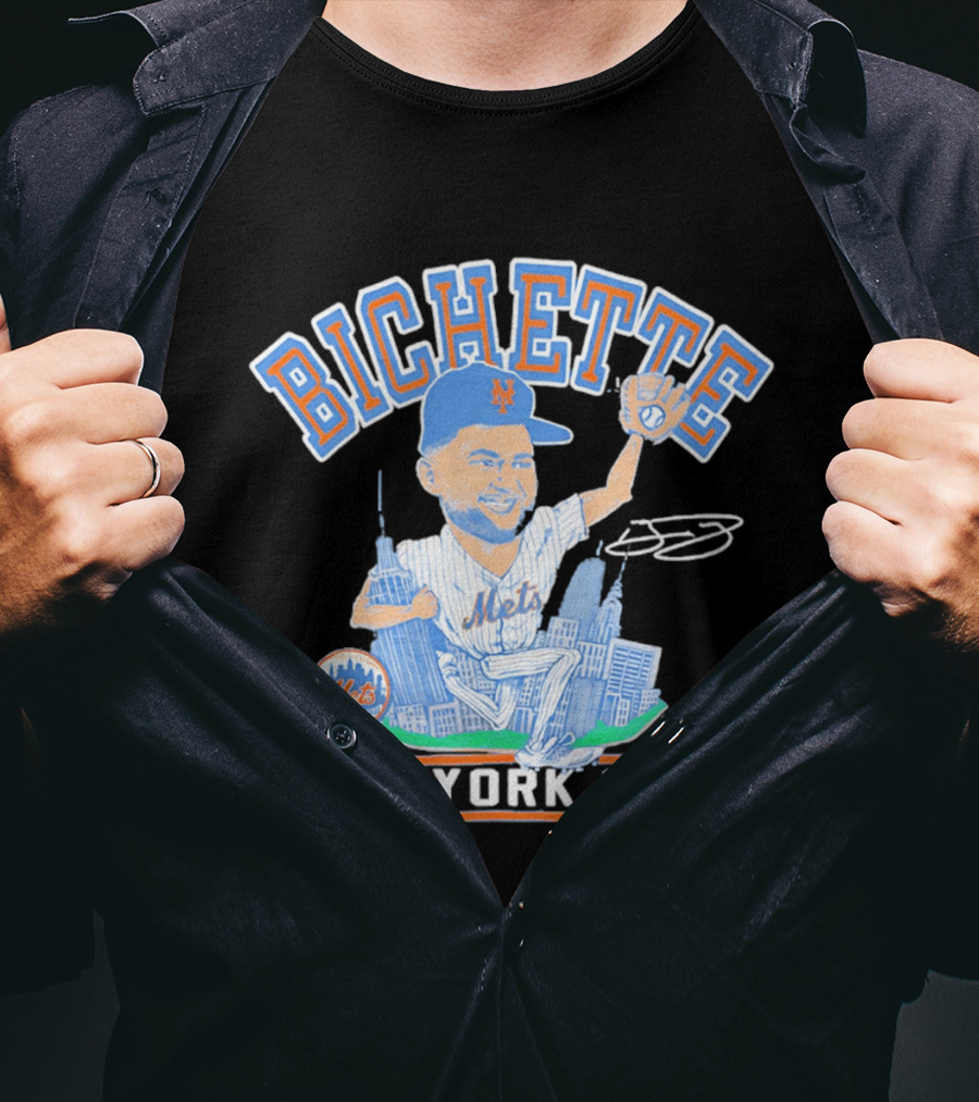 New York Mets Bichette Caricature New York City Tri Blend T-Shirt