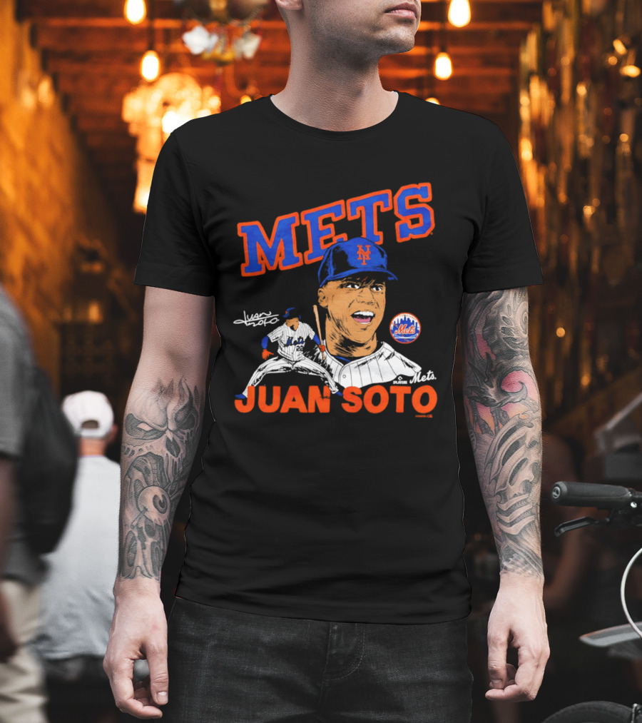 Mets Juan Soto Caricature Tri Blend T-Shirt
