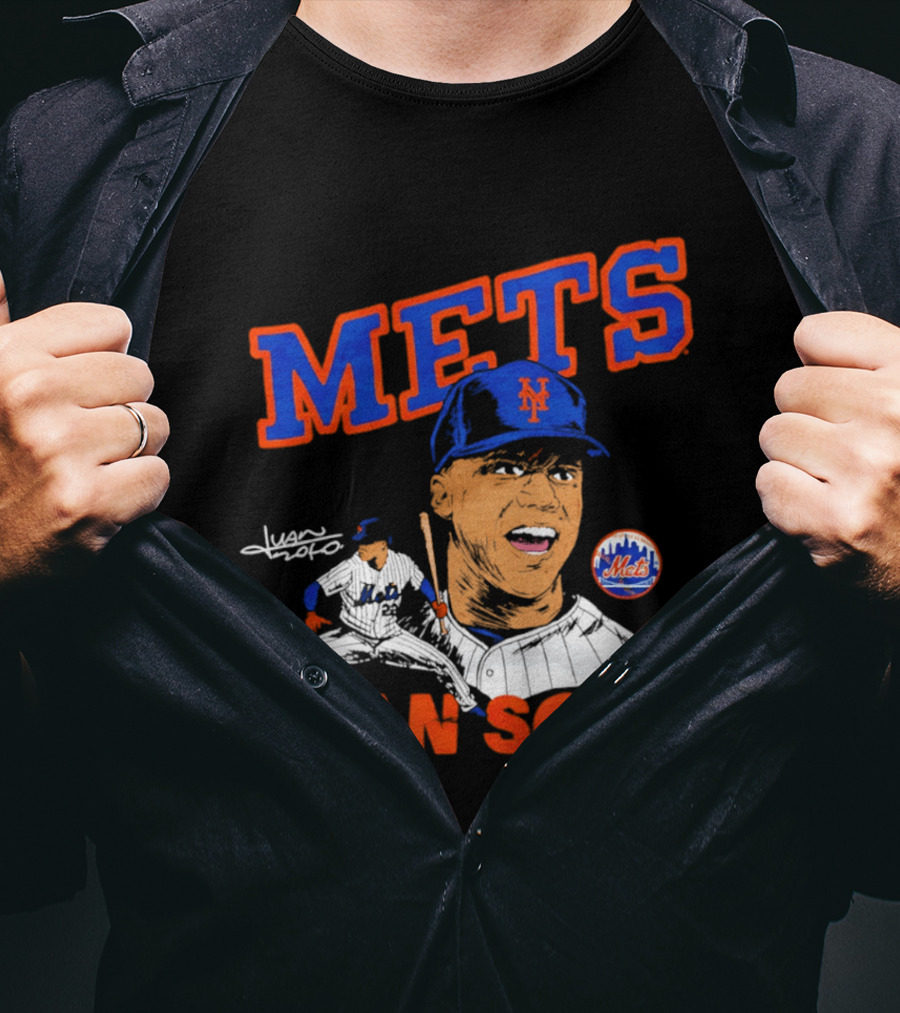 Mets Juan Soto Caricature Tri Blend T-Shirt