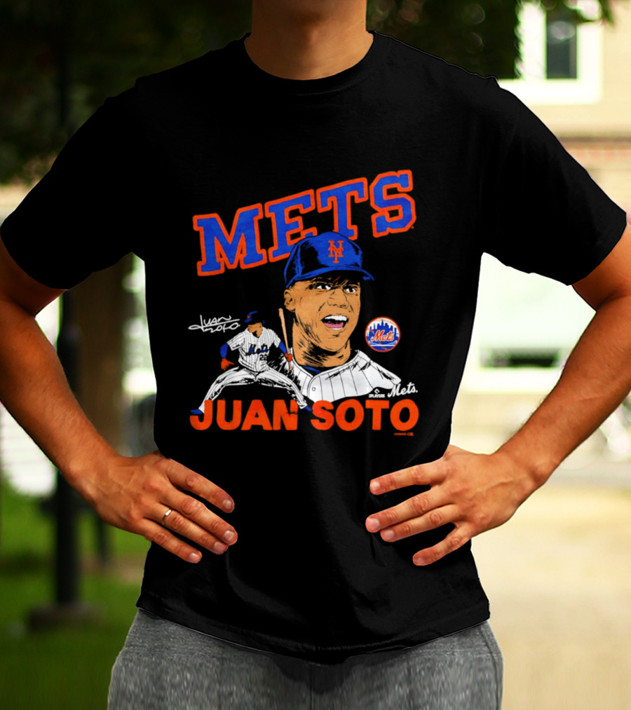 Mets Juan Soto Caricature Tri Blend T-Shirt
