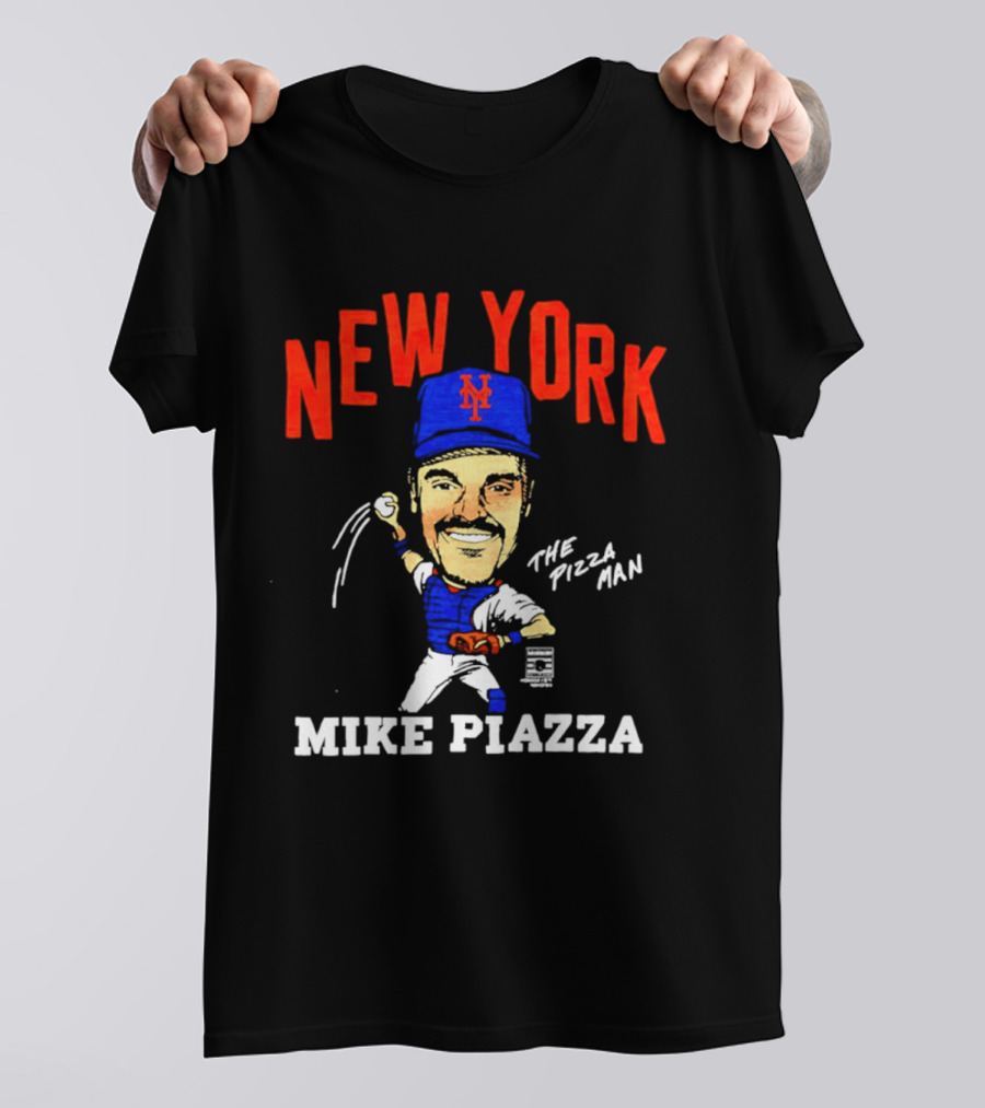 New York Mets Mike Piazza The Pizza Man Caricature T-Shirt
