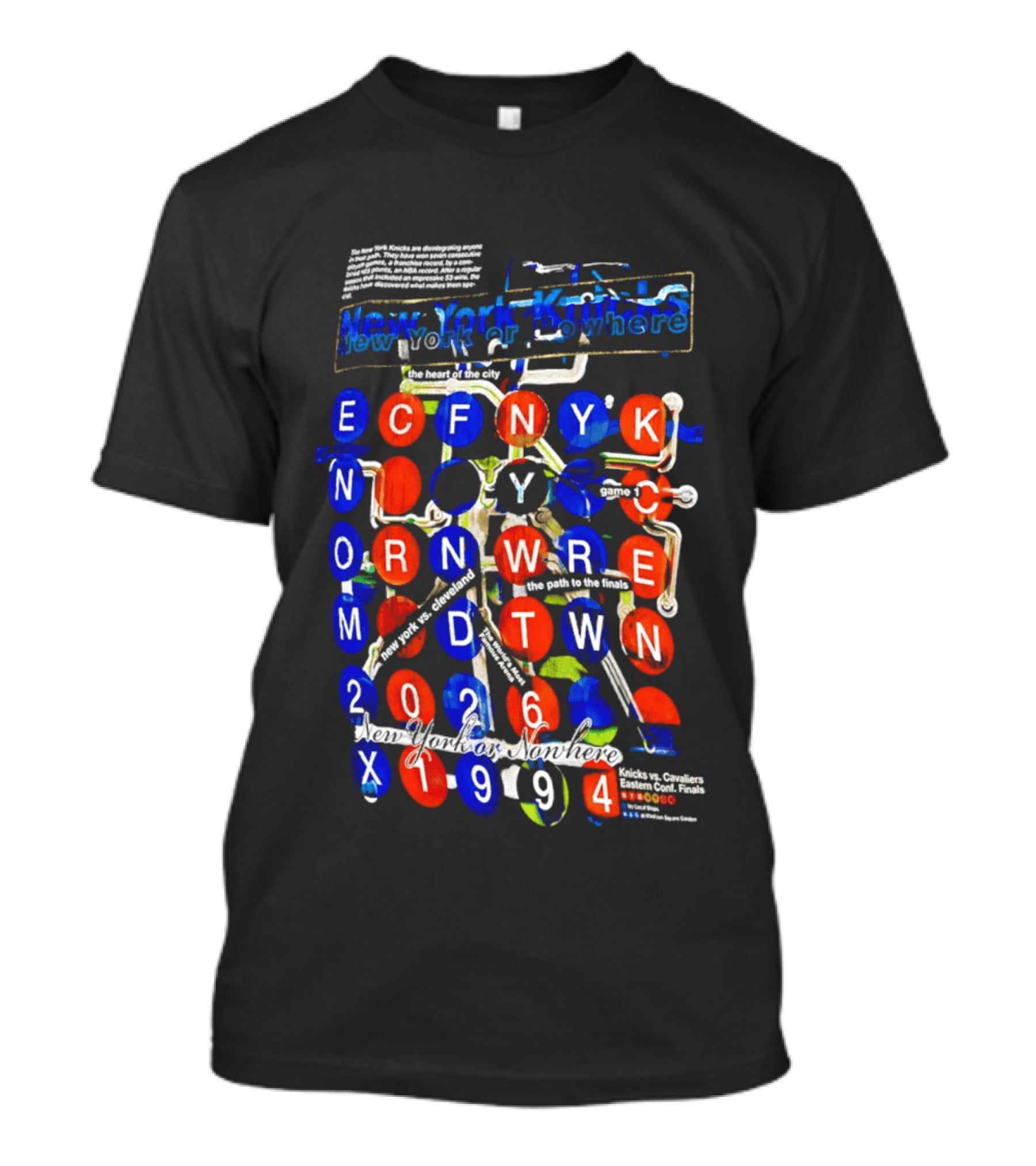 New York Knicks Nowhere Subway Map 1994 2026 T-Shirt