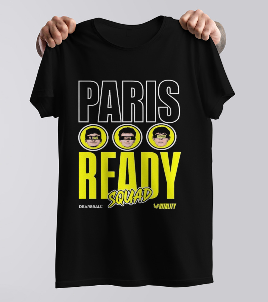 Paris Ready Squad Dearbball Vitality Text Faces T-Shirt