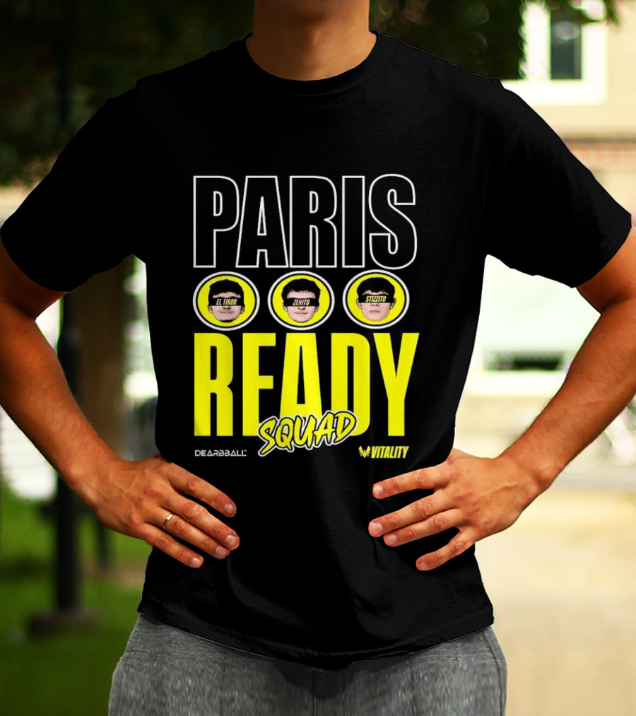 Paris Ready Squad Dearbball Vitality Text Faces T-Shirt