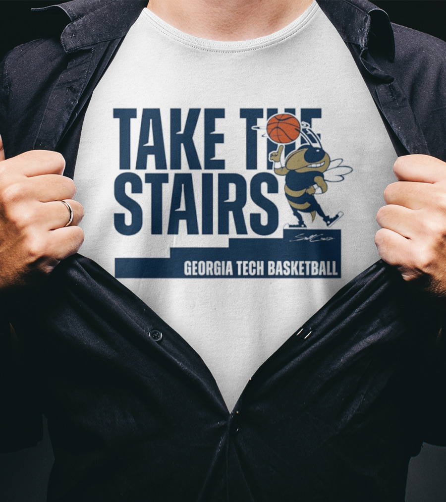 Georgia Tech Basketball Take The Stairs Buzz Basketball T-Shirt