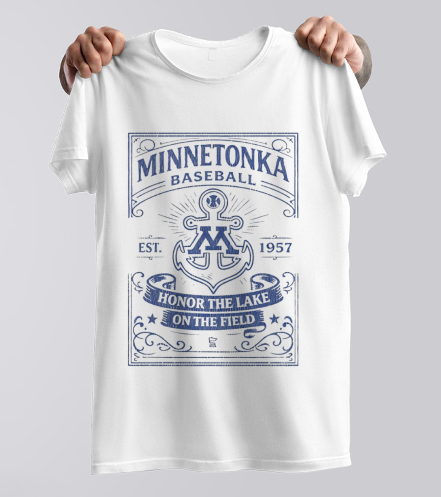 Minnetonka Baseball Est 1957 Anchor Spirit Honor The Lake On The Field T-Shirt