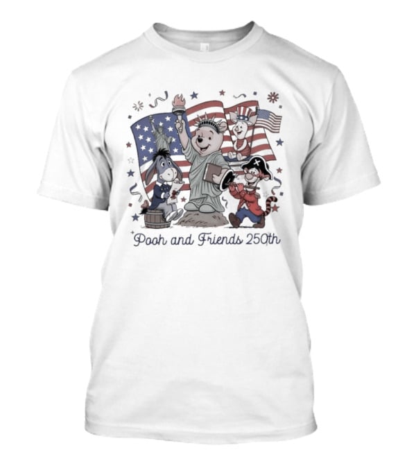 Pooh And Friends 250th Freedom USA American Flags Celebration T-Shirt