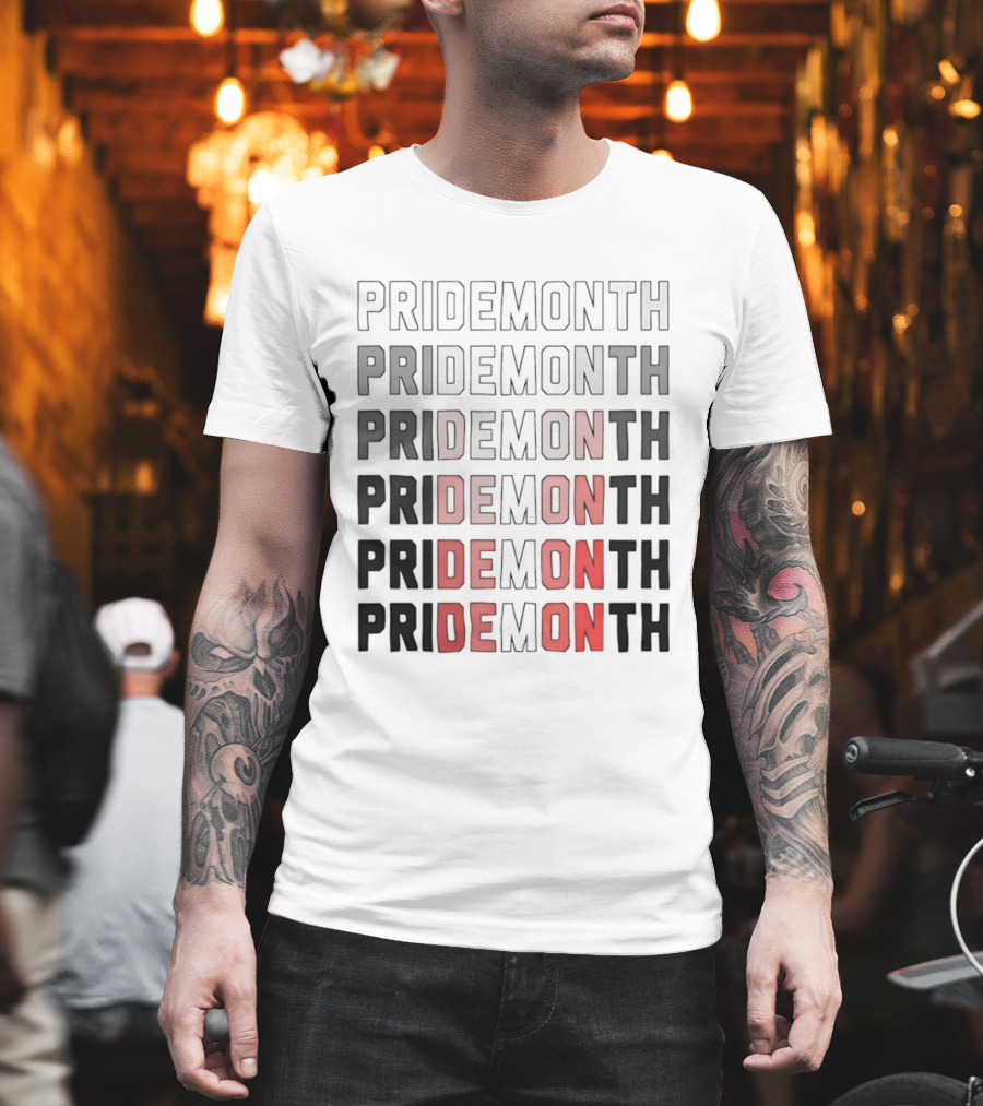 Pride Month Lesbian Flag Gradient Minimalist Rainbow DE Month T-Shirt