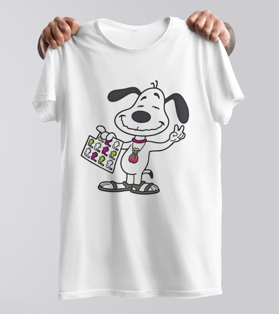Snoopy Peace Sign Hippie Woodstock Peanuts Pop Culture T-Shirt
