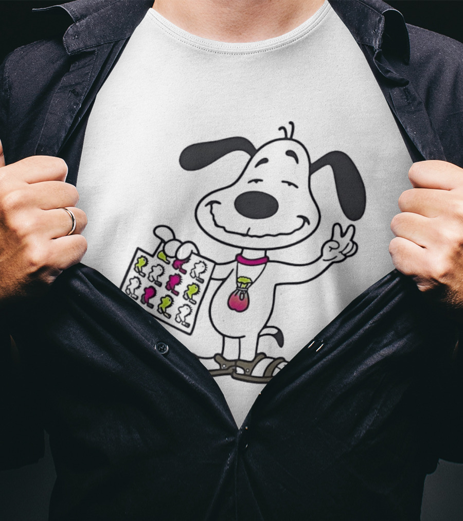 Snoopy Peace Sign Hippie Woodstock Peanuts Pop Culture T-Shirt