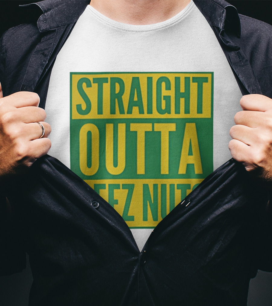Straight Outta Deez Nuts Bold Yellow Green Block Letters T-Shirt