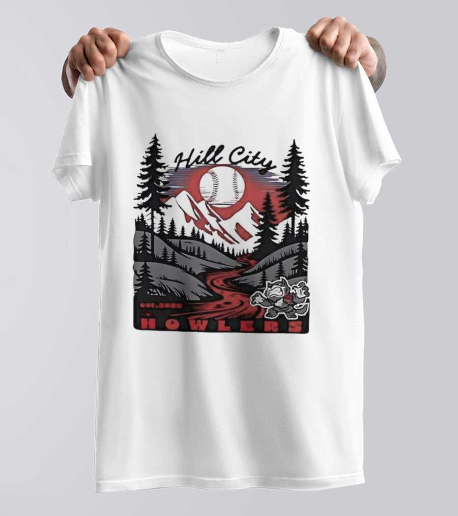 Hill City Howlers Est 2020 Mountain Pine Tree Forest Nature Sports T-Shirt