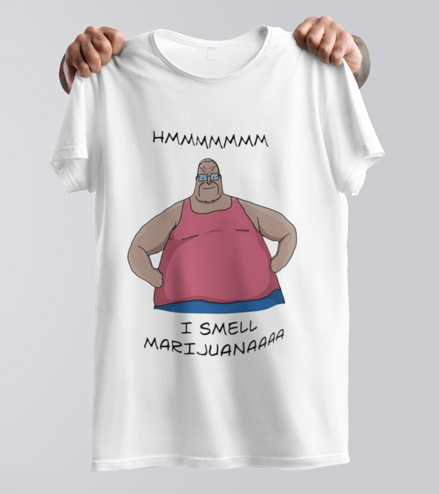 HMMMMMMM I Smell Marijuana Meme Character In Pink T-Shirt