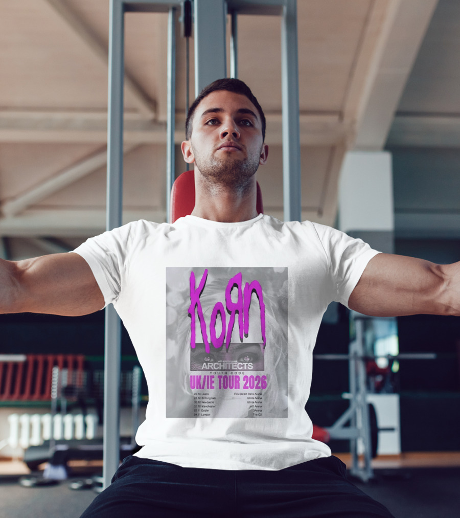 Korn UK/IE Tour 2026 Schedule Architects Youth Code First Direct Arena O2 Arena T-Shirt