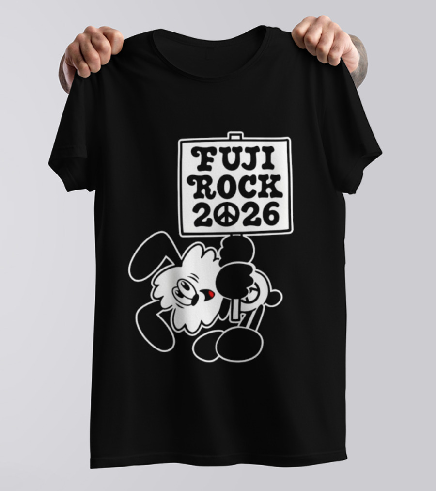 Fuji Rock 2026 Peace Sign Cartoon T-Shirt