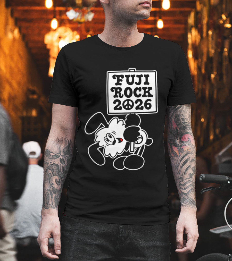 Fuji Rock 2026 Peace Sign Cartoon T-Shirt