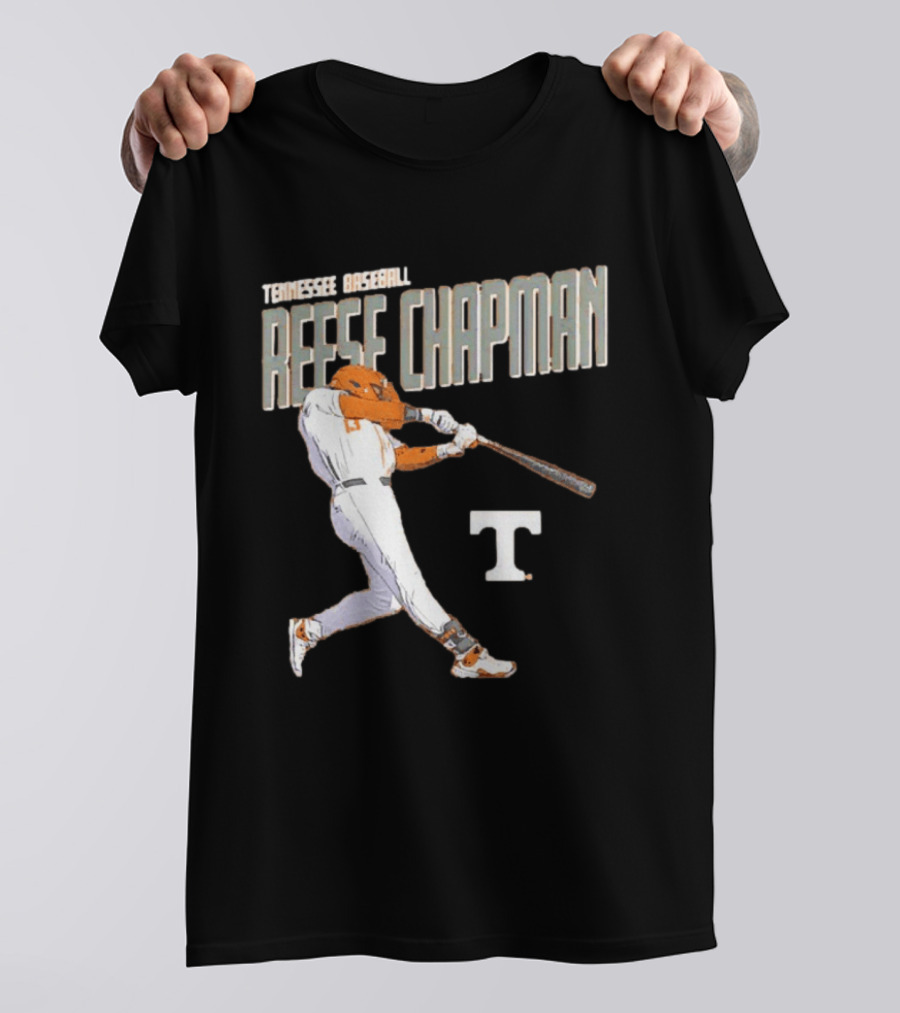 Tennessee Baseball Reese Chapman Swinging Action T-Shirt