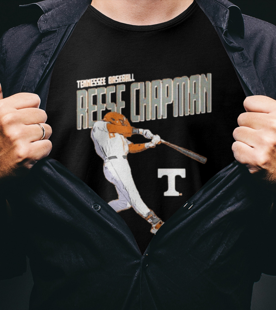 Tennessee Baseball Reese Chapman Swinging Action T-Shirt