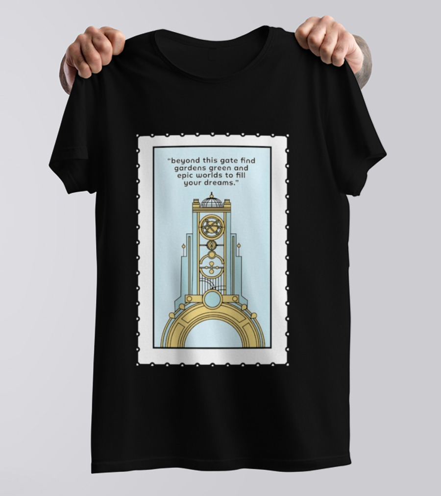 Epic Worlds Gate Tower Dreams Imagination Steampunk Deco Fantasy T-Shirt