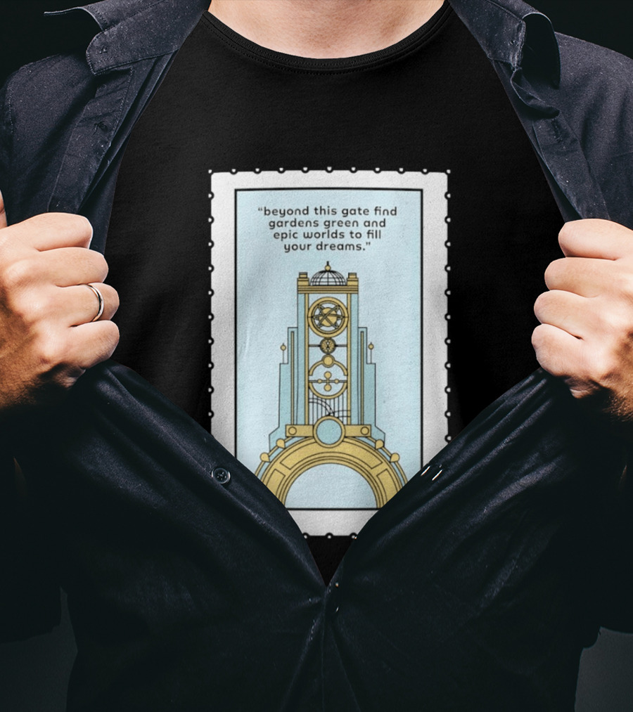 Epic Worlds Gate Tower Dreams Imagination Steampunk Deco Fantasy T-Shirt