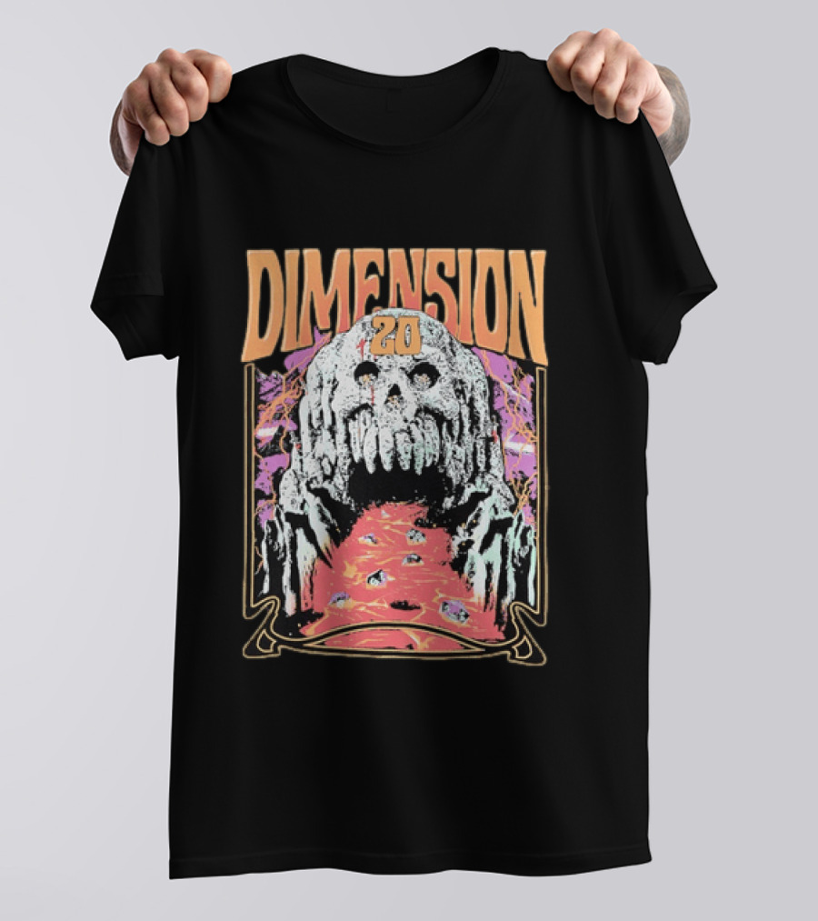 Dimension 20 Skull Lava Dice T-Shirt