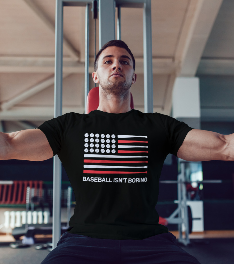 USA Flag Baseball Isn't Boring Bat T-Shirt