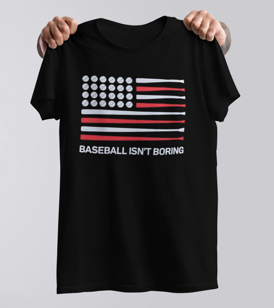 USA Flag Baseball Isn't Boring Bat T-Shirt
