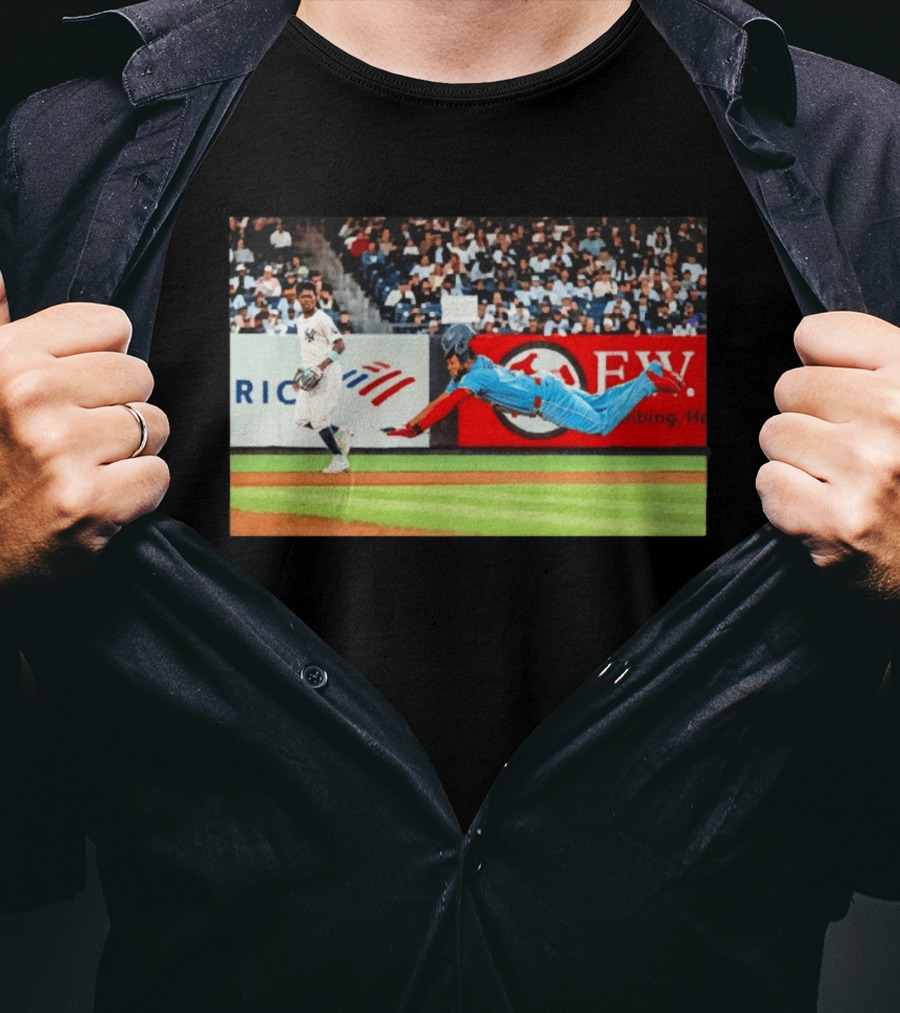 Vladimir Guerrero Jr Toronto Blue Jays Dive Action Baseball T-Shirt
