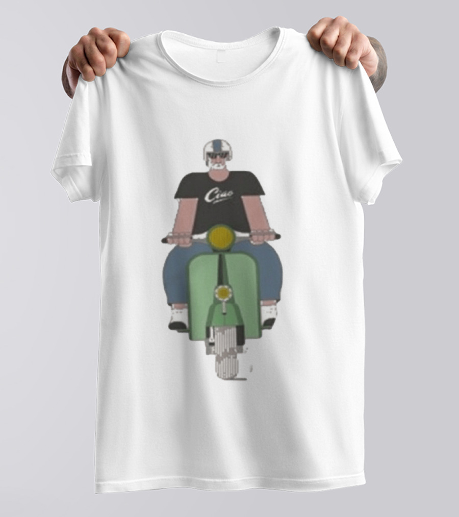 Ciao Vespa Rider With Helmet And Shades T-Shirt