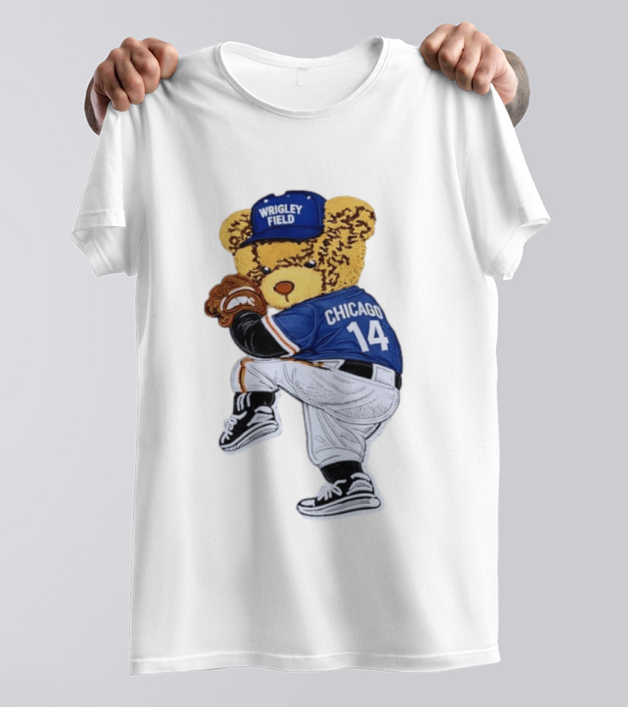 Wrigley Field Chicago Bear 14 Baseball Pitcher T-Shirt