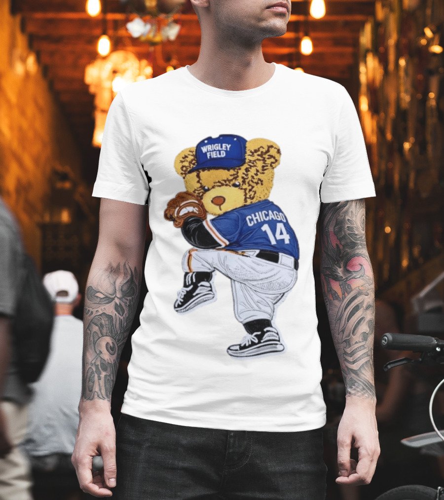 Wrigley Field Chicago Bear 14 Baseball Pitcher T-Shirt